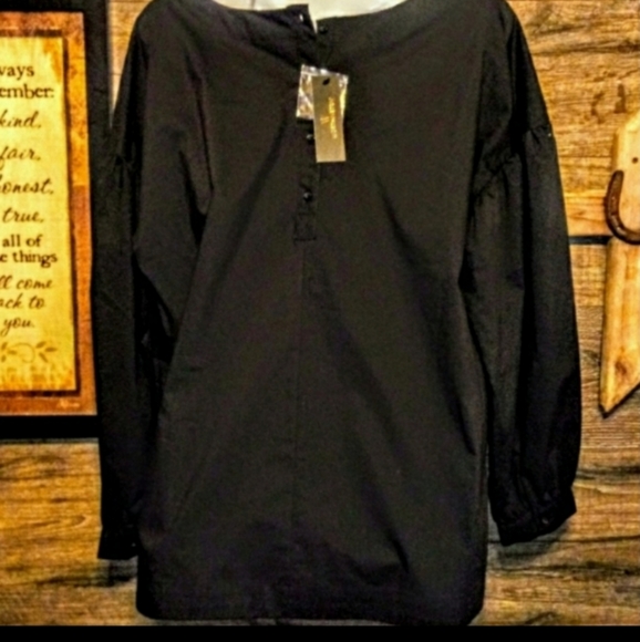 Worthington Top Size L Puff Sleeve High Low Shark Bite Stretch NWT - Picture 4 of 10